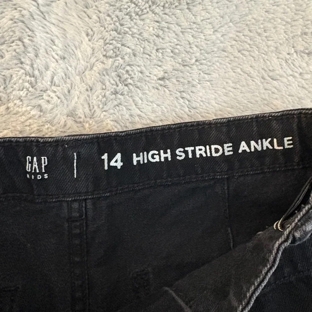 Gap Kids‎ Girls High Stride Ankle Wide Leg Jeans Black Button Fly Size 14 READ